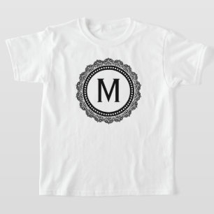 Svarta och vita medallion Anpassningsbar initialt T Shirt