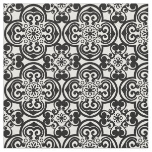 Svarta och vita mexikanska plattan Mönster Fabric Tyg