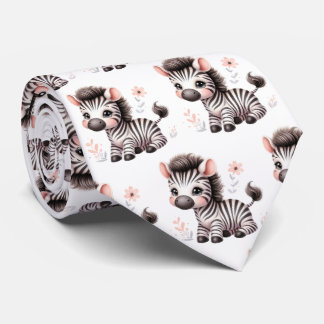 Svarta och vita moderna Kawaii söta zebror Slips