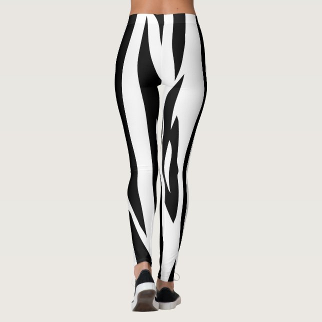 Svarta och vita moderna Leggings | Stylish Minimal (Baksida)