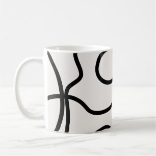 Svarta och vita moderna, minimala penseldrag kaffemugg