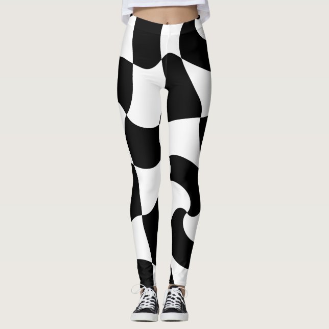 svarta och vita mönster leggings (Framsida)