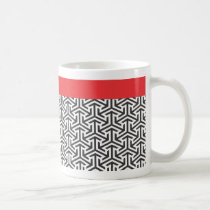 Svarta och vita Mönster Röda Rand Anpassningsbarna Kaffemugg