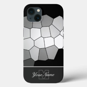 Svarta och vita mosaikplattor, personligt Monogram