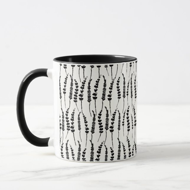 Svarta och vita Mugg med botaniska Fern Mönster (Vänster)