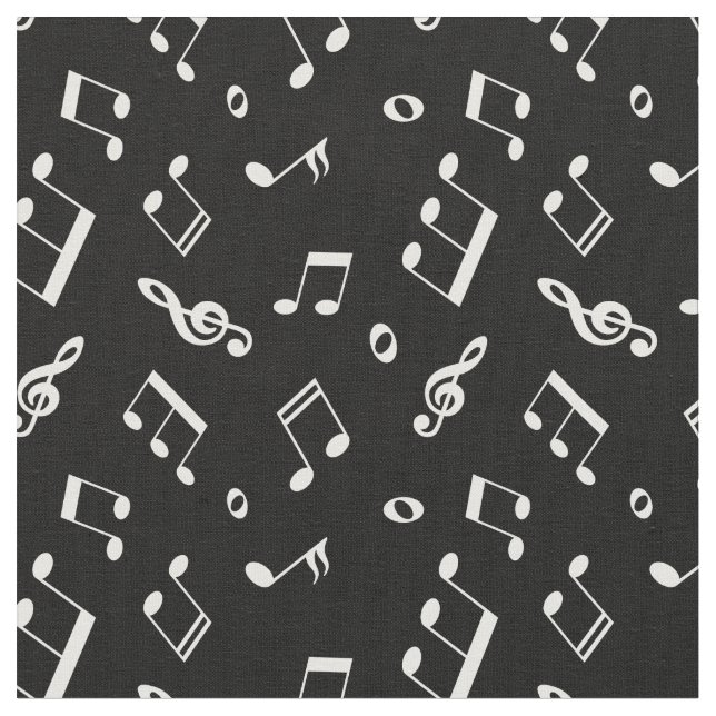 Svarta och vita Musik noter Mönster Tyg (Närbild)