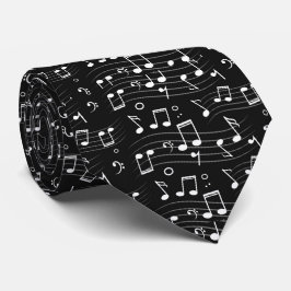 Svarta och vita musiknoter slips