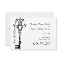 Svarta och vita Nyckel Bröllop spara datum