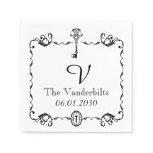 Svarta och vita Nyckel Monogram Bröllop