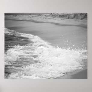 Svarta och vita oceanen Vågar på stranden 16 x 20 Poster
