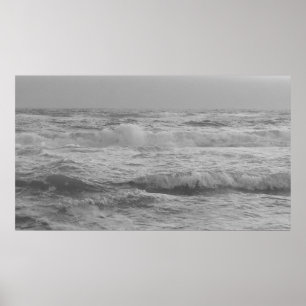 Svarta och vita oceanen Vågar Poster