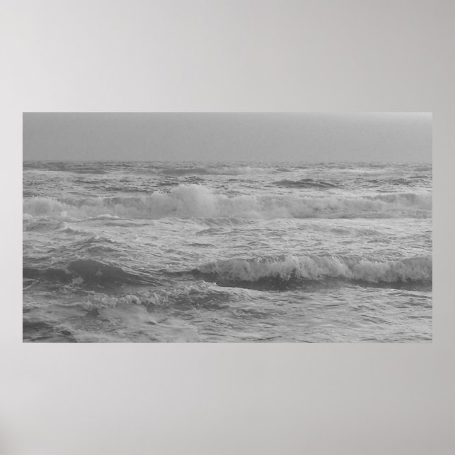 Svarta och vita oceanen Vågar Poster (Framsidan)