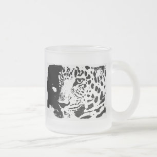 Svarta och vita Öga i Leopard Frostad Glasmugg
