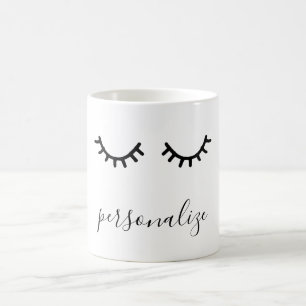 Svarta och vita ögonfransar kaffemugg