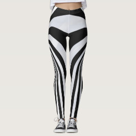 Svarta och vita optiska illusion virvel Leggings
