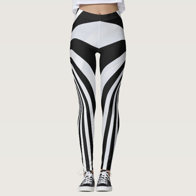 Svarta och vita optiska illusion virvel Leggings (Framsida)