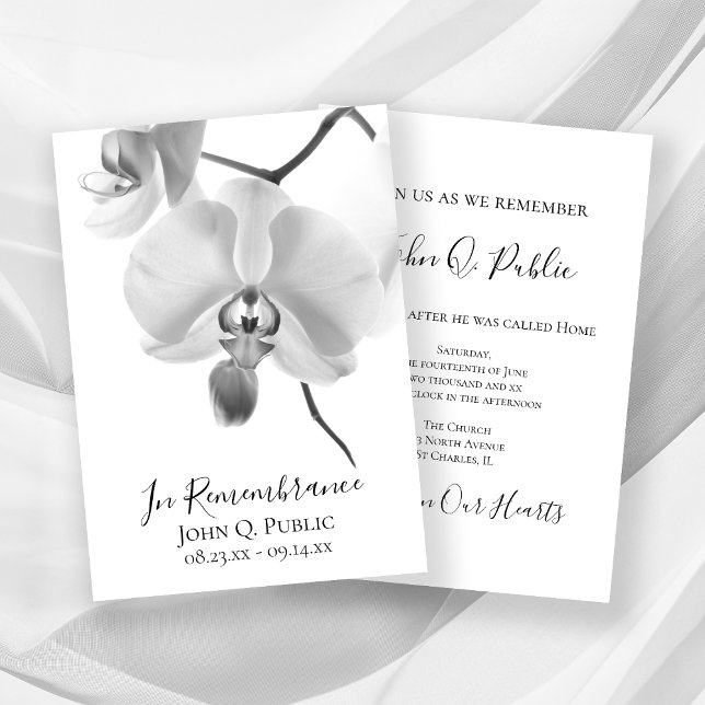 Svarta och vita Orchids Dödsjubileum Inbjudningar (Skapare uppladdad)