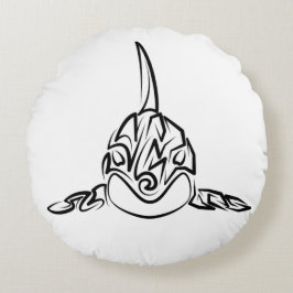 Svarta och vita örter rund kudde