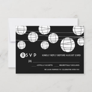 Svarta och vita papperslyktor Bröllop RSVP-kort OSA Kort