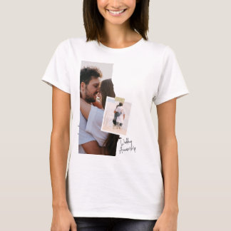 Svarta och vita Pappra Bröllop-årsdagen T-Shirt