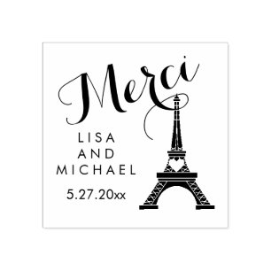 Svarta och vita Paris Eiffel Torn Bröllop Merci Stämpel