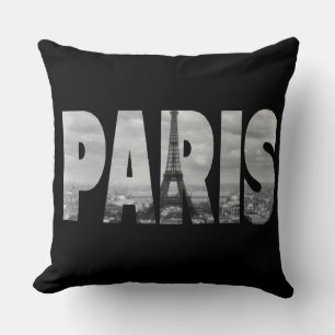 Svarta och vita Paris Kudde