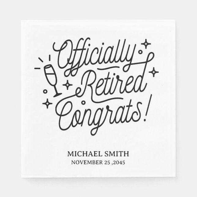 Svarta och vita Pension-Party-blöjor Pappersservett (Framsidan)
