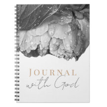 Svarta och vita Peony Flower Journal med Gud