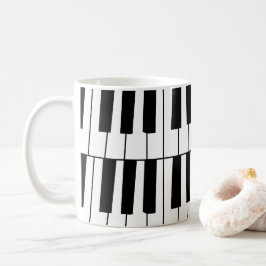 Svarta och vita pianotangentbord pianist musiker kaffemugg