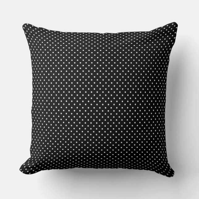 Svarta och vita Polka dots Dekorativ kudde (Framsida)