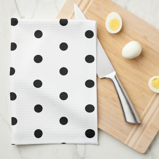 Svarta och vita Polka dots Mönster Kökshandduk (Vikt i Fjärdedel)