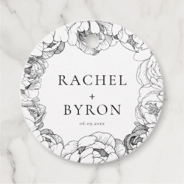 Svarta och vita ponnyer elegant bröllop gåvor etiketter