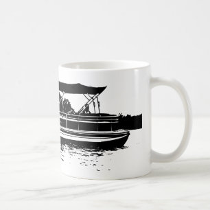 Svarta och vita Pontoon Boat Personlig mugg