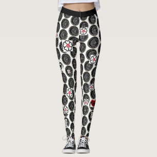 Svarta och vita prickiga leggings för kvinnor