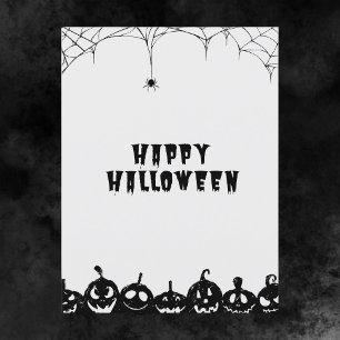 Svarta och vita pumpkin Happy halloween Vykort