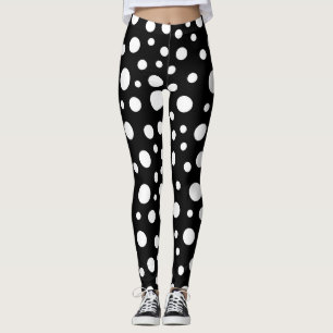Svarta och vita punkter leggings