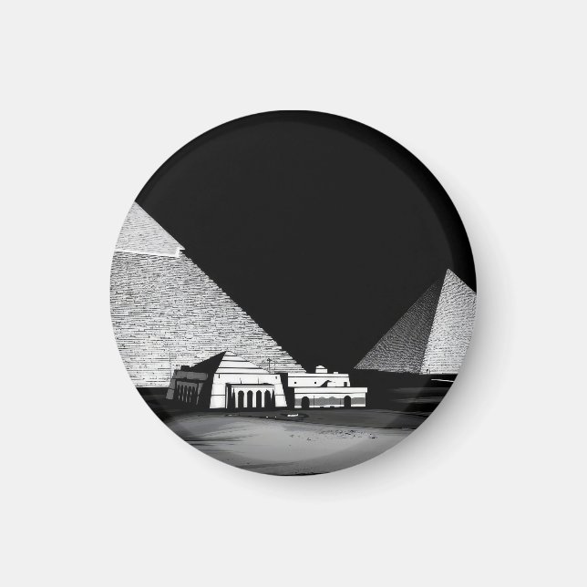 Svarta och vita pyramider magnet (Framsidan)