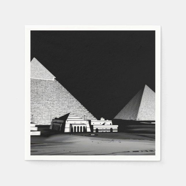 Svarta och vita pyramider pappersservett (Framsidan)