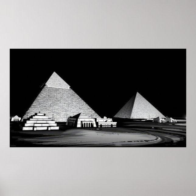 Svarta och vita pyramider poster (Framsidan)