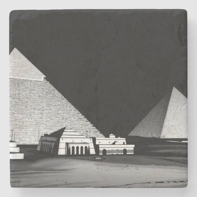 Svarta och vita pyramider stenunderlägg (Framsidan)