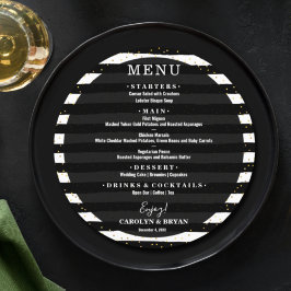 Svarta och vita Rand Bröllop Meny