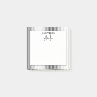 Svarta och vita Rand Mönster Personlig Namn Post-it Block