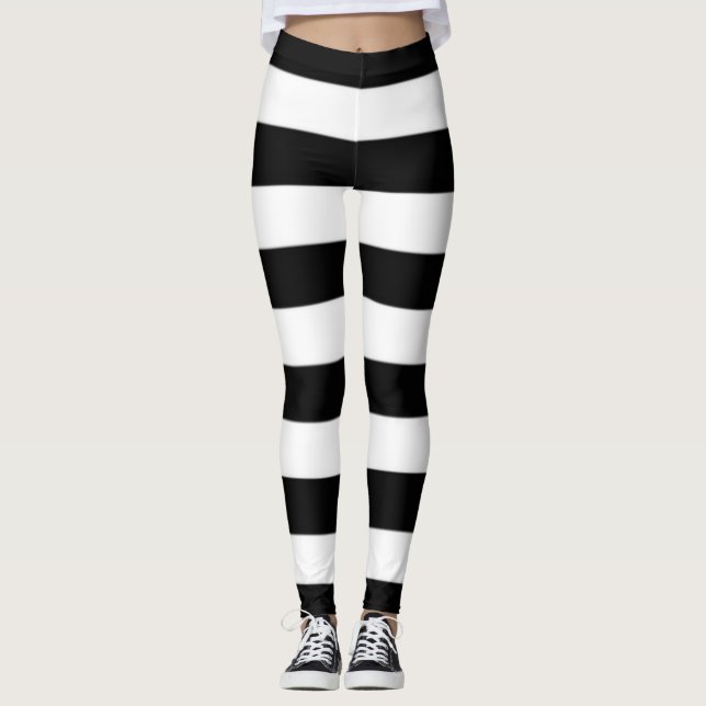 Svarta och vita ränder  leggings (Framsida)
