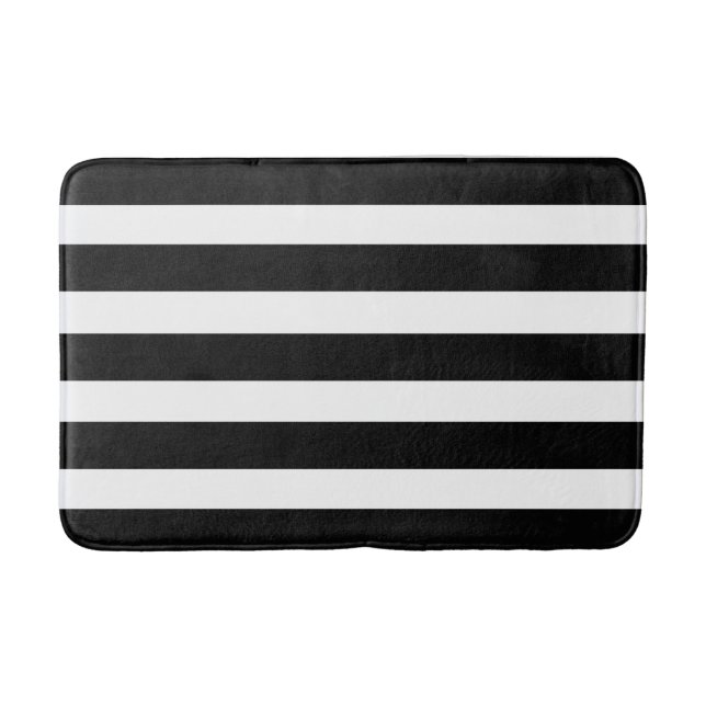 Svarta och vita ränder modern chic badrumsmatta (Framsidan)