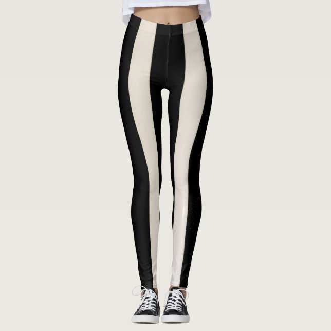Svarta och vita randiga Leggings (Framsida)