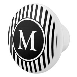 Svarta och vita randiga monogram knopp
