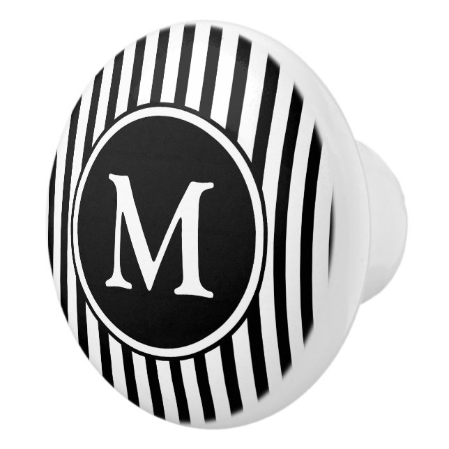 Svarta och vita randiga monogram knopp (Höger)