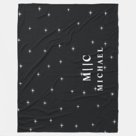 svarta och vita reflektorer moderna monogram fleecefilt