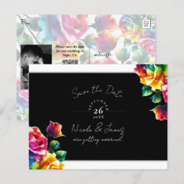 Svarta och vita regnbågsrosor Blommande Save the D Meddelande Vykort
