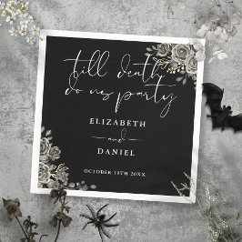 Svarta och vita rosor blommande gotiskt bröllop pappersservett